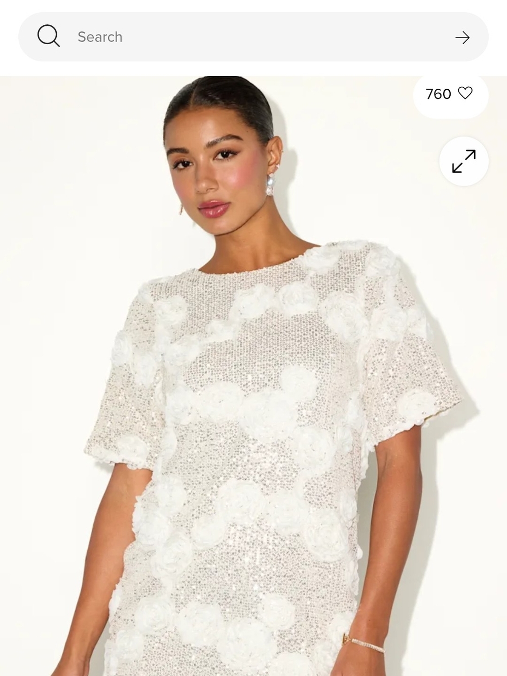 Lulus White Floral Sequin Tshirt Dress